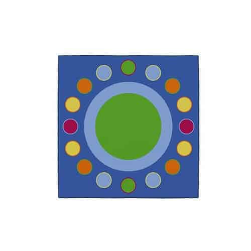 House Of Kids Giant Mat - Circles HOK-13058: 200x200cm Colorful Playroom and Classroom Rug, Easy to Clean, Ideal for Children's Bedrooms and Kindergarten Classrooms