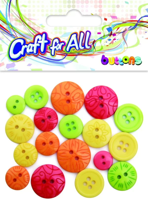 Craft for All - Fun Colors Multicolored Mixed Size Buttons 10-21mm 18pcs