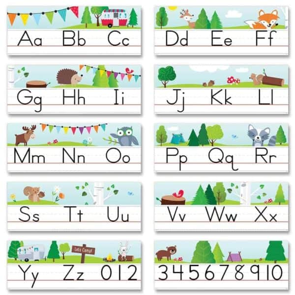 Woodland Friends Traditional Manuscript Alphabet Line Bulletin Board CTP-8597