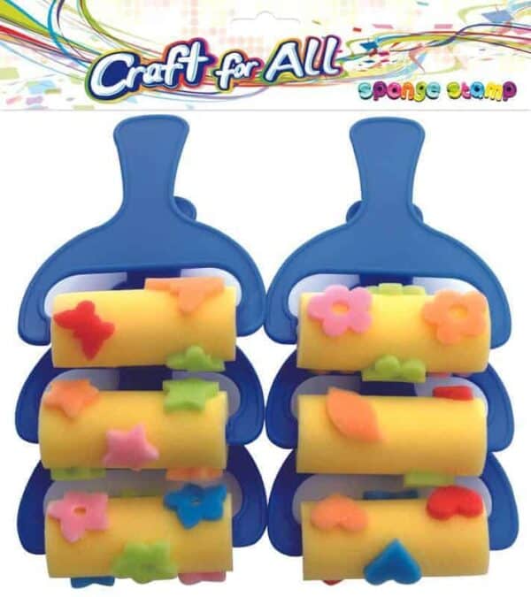 Sponge stamp roller with plastic handle 7cm 6pcs