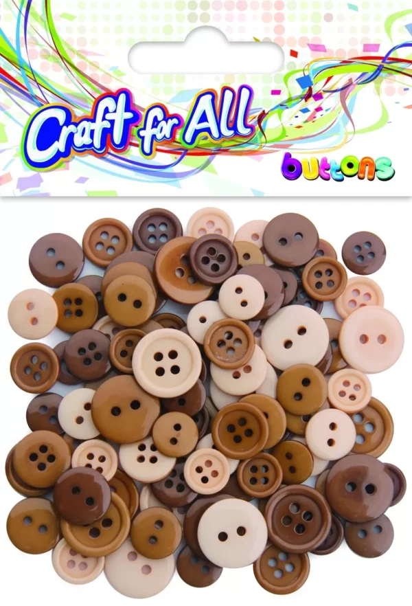 Craft for All - Brown Multicolored Mixed Size Buttons 10-15 mm 40g