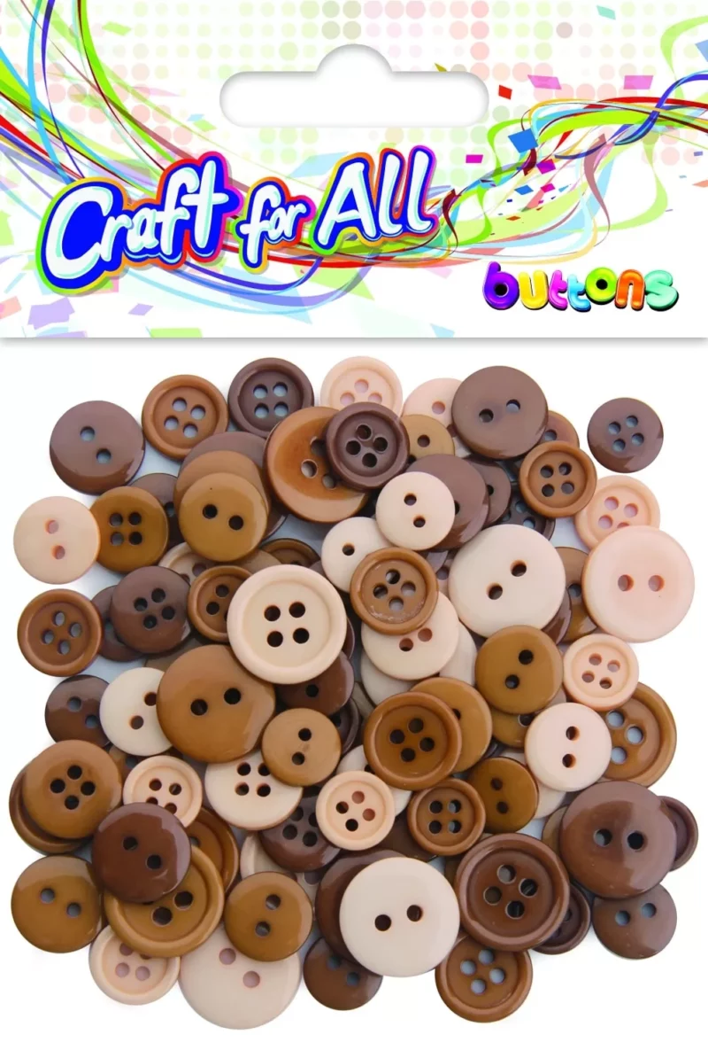 Craft for all - brown multicolored mixed size buttons 10-15 mm 40g