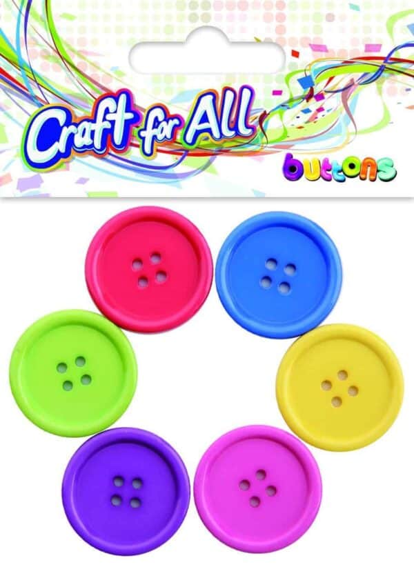 Craft for All - Large Multicolored Mixed Size Pastel Colors Buttons 34x34mm 6pcs