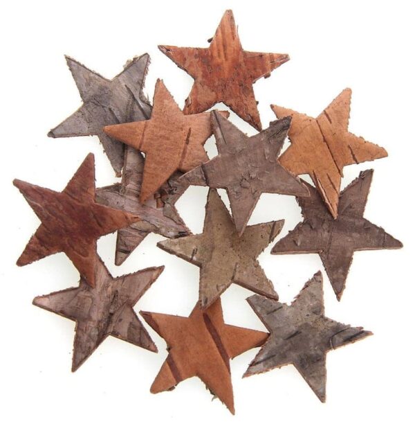 Tree Bark Log Wooden Stars Shaped Diameter 2.5cm, 12pcs