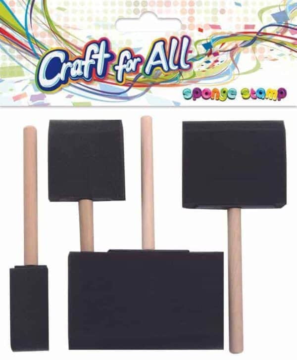 Sponge stamp with wooden handle 10cm 7.5cm 4.5cm 2.5cm 4pcs