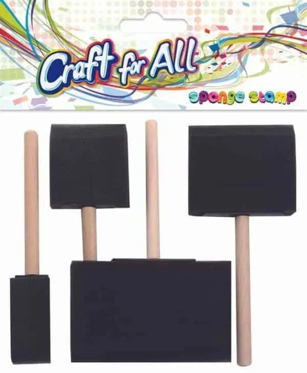 Sponge stamp with wooden handle 10cm 7.5cm 4.5cm 2.5cm 4pcs