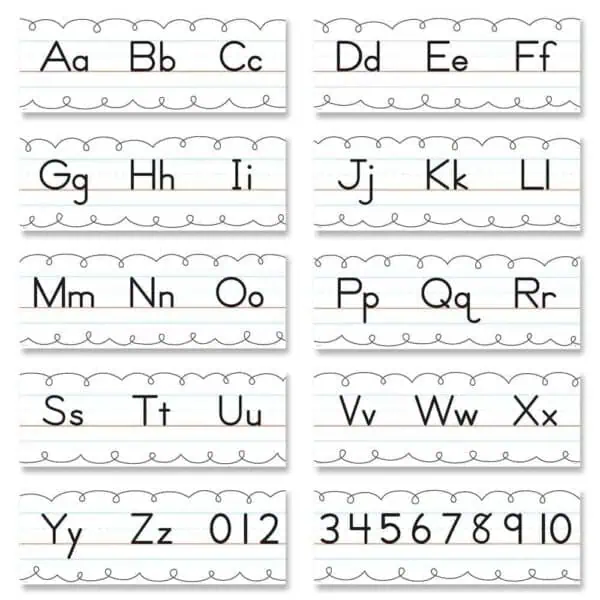 Traditional Manuscript Alphabet Line Bulletin Board CTP-10170