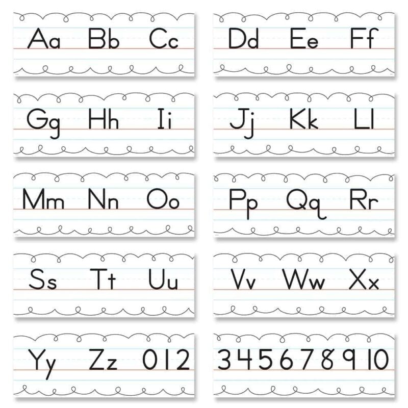 Traditional manuscript alphabet line bulletin board ctp-10170