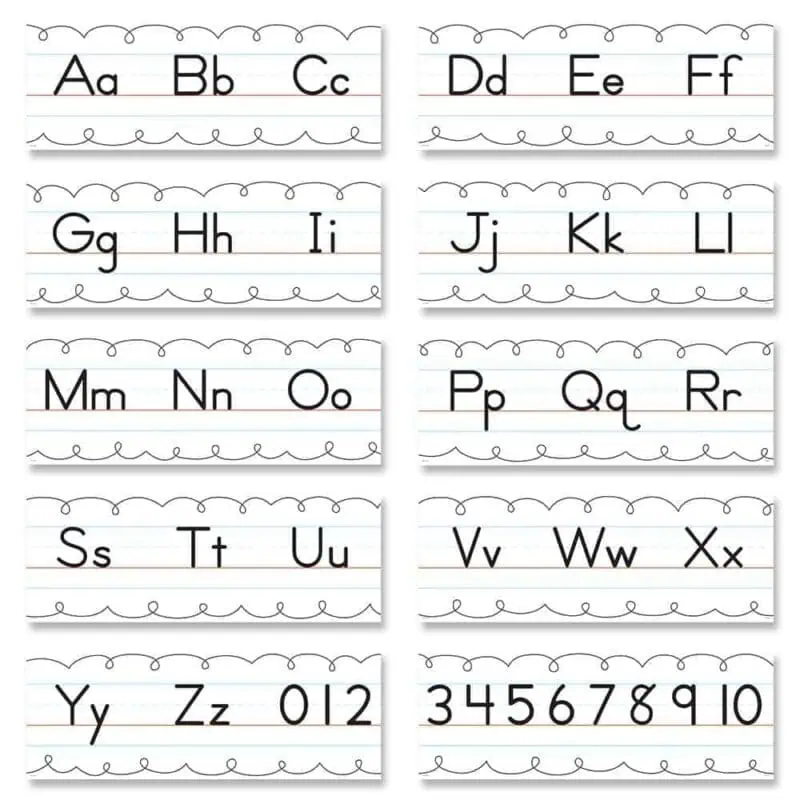 Traditional Manuscript Alphabet Line Bulletin Board CTP-10170