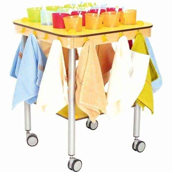 Movable Table For Storing Cups And Towels