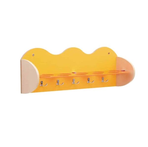 Orange Shelves for cups - 5 hooks for towels and space for 10 cups