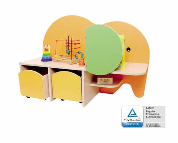 Elephant Cabinet With Shelf And Containers For Toys + Books Storage