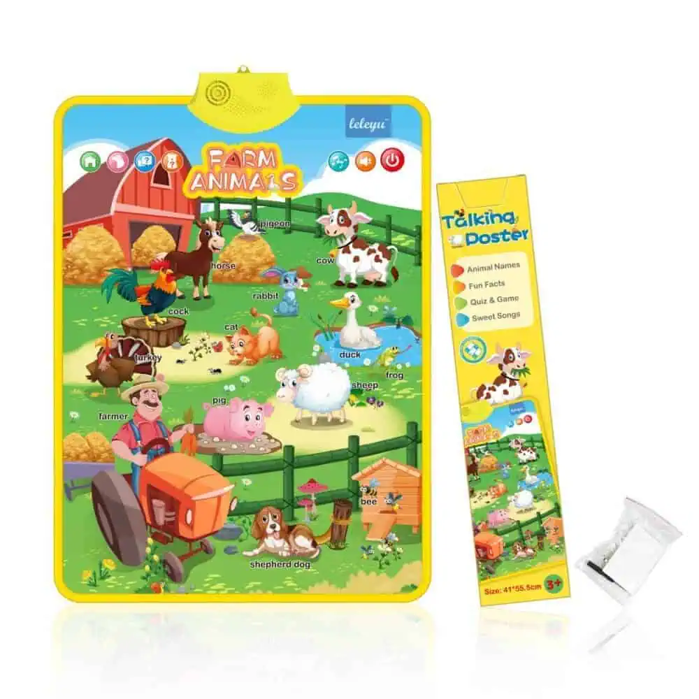 Farm Animals interactiveTalking learning Poster
