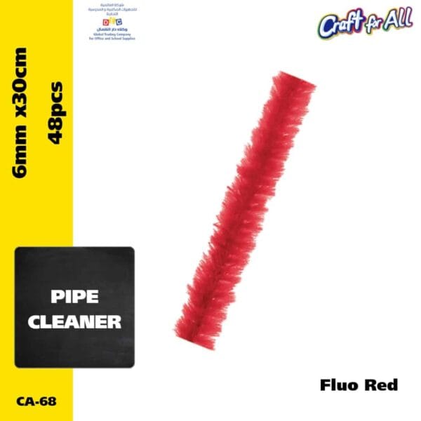 Pipe Cleaner - 0.6cm x 30cm x 48pcs - fluo red