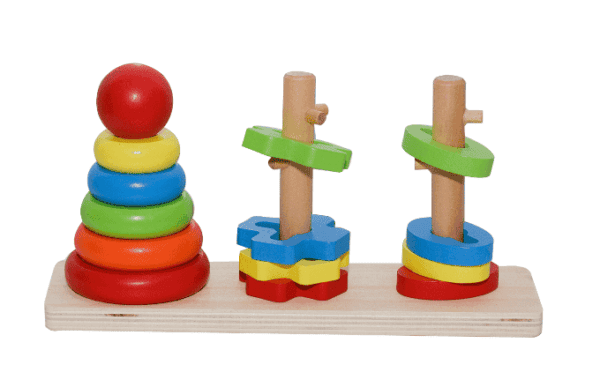 3 columns wooden stacking sorting tower
