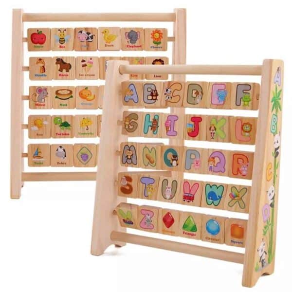 Multi-functional wooden children board rack alphabet and animals