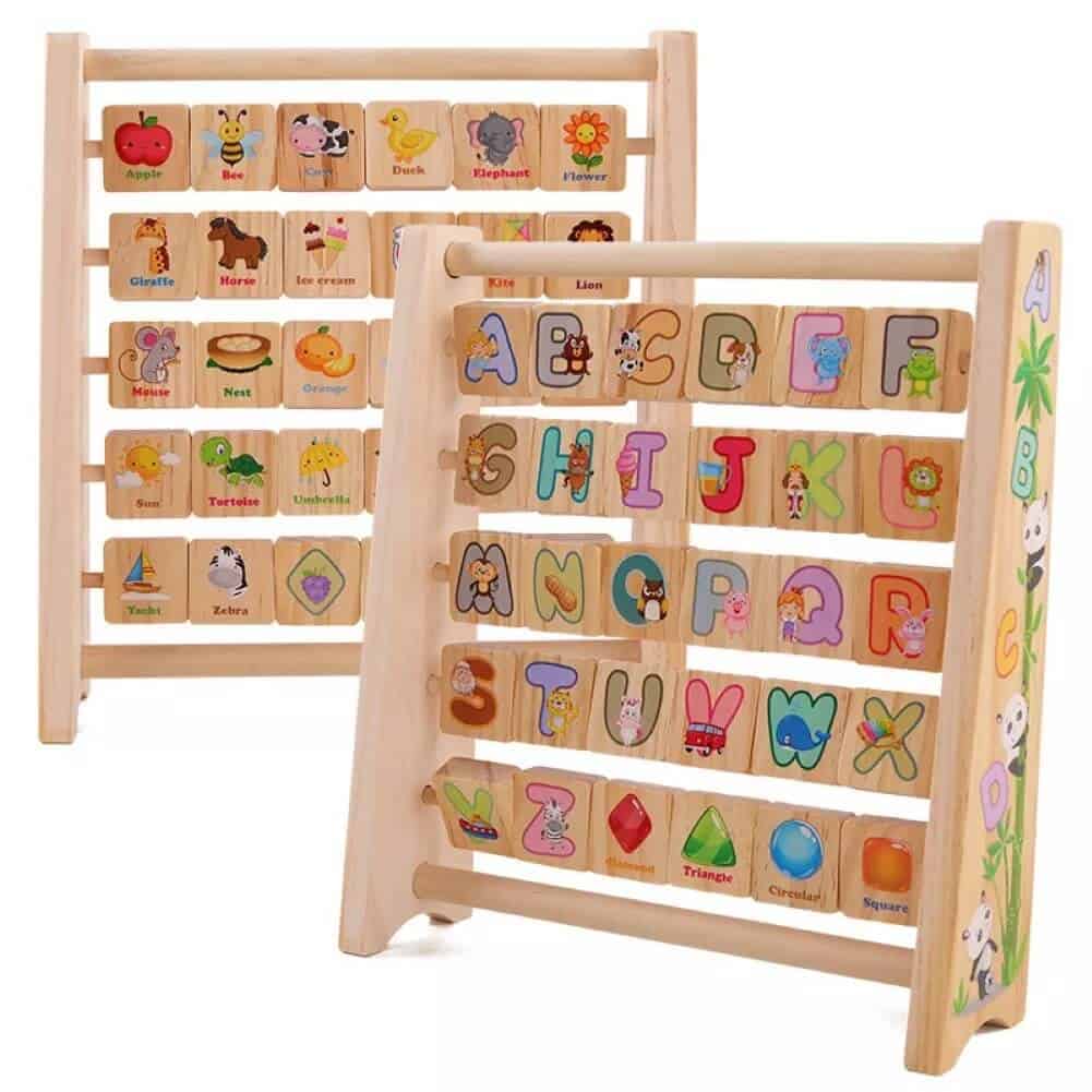 Multi-functional wooden children board rack alphabet and animals