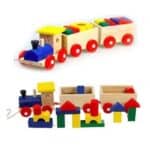 Wooden train with colored blocks