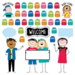 All Are Welcome (Stick Kids) Bulletin Board