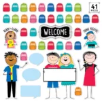 All Are Welcome (Stick Kids) Bulletin Board