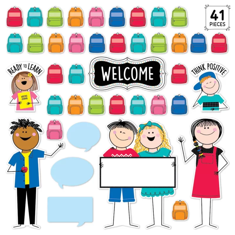 All are welcome (stick kids) bulletin board