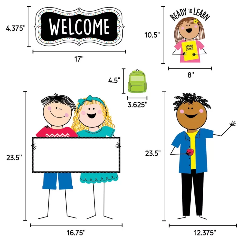 All are welcome (stick kids) bulletin board