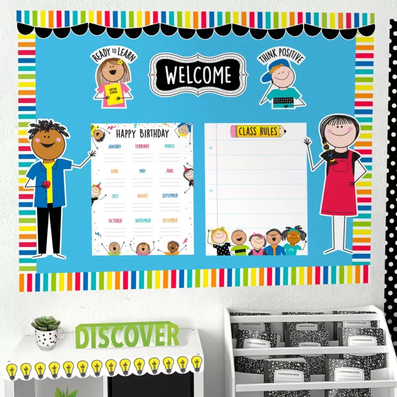 All are welcome (stick kids) bulletin board