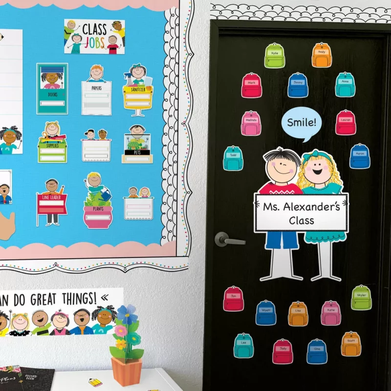 All are welcome (stick kids) bulletin board