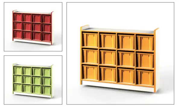 Wood Storage Cabinet for articles 12 Compartments