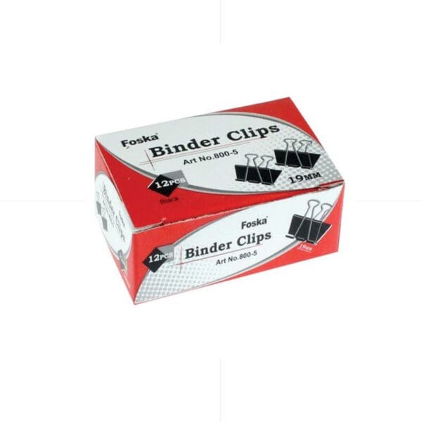 Foska - Pack of 12 Foldback Binder Clips 19mm.