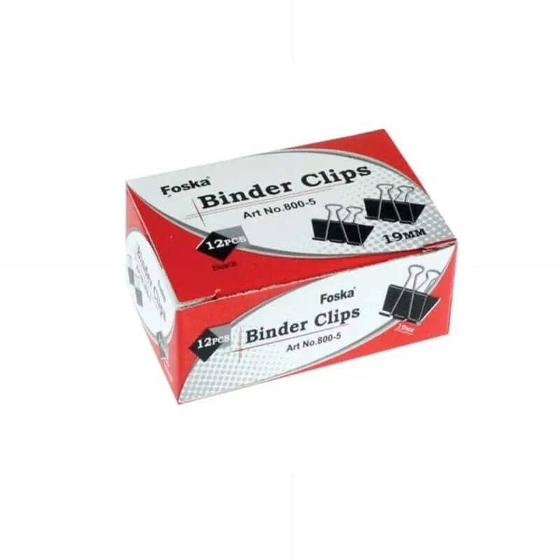 Foska - Pack of 12 Foldback Binder Clips 19mm.