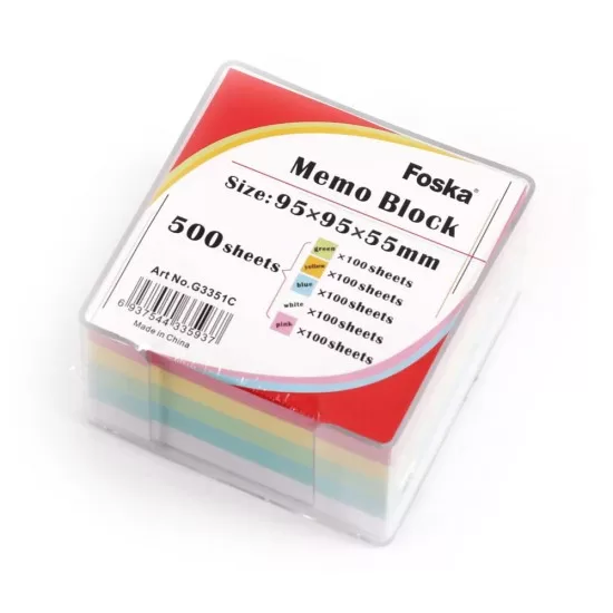 Foska - Colored Memo Block 95x95x90mm 900 Sheets