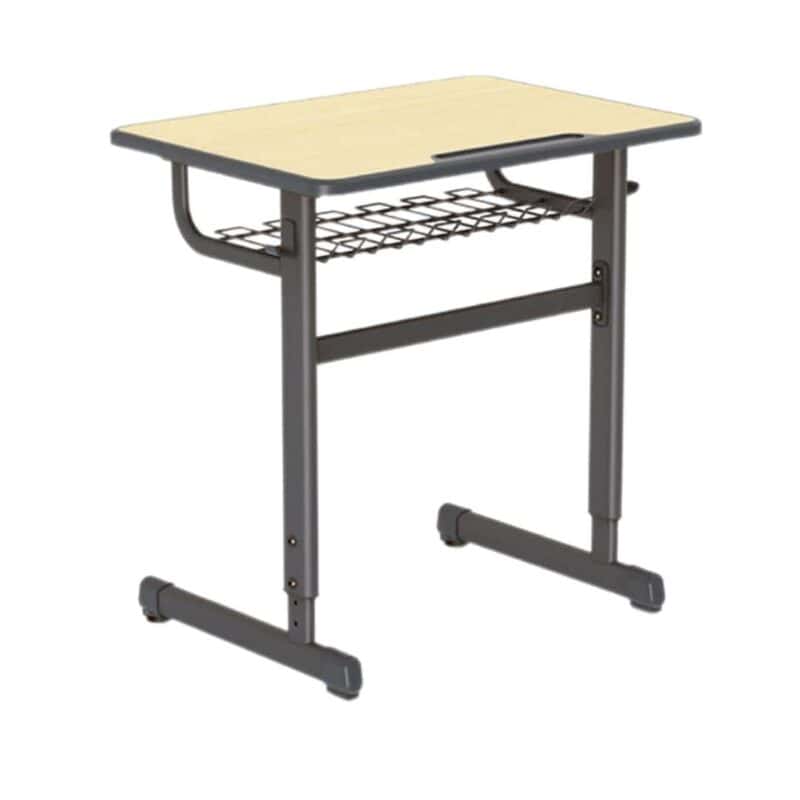 Student desk with adjustable height with mesh basket