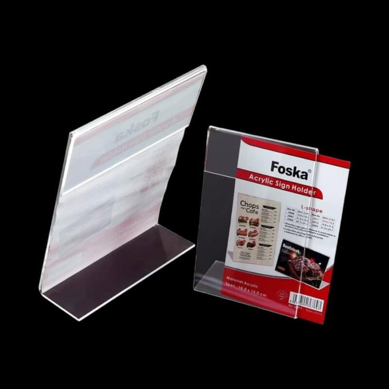 Foska - l-shape transparent acrylic sign holder a6:15x10cm