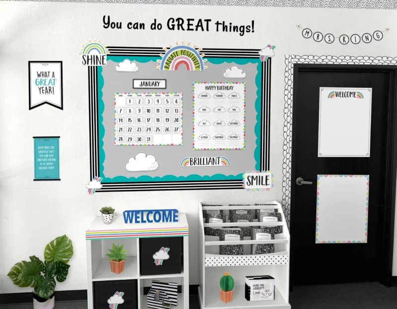 Doodly rainbows (rainbow doodles) bulletin board