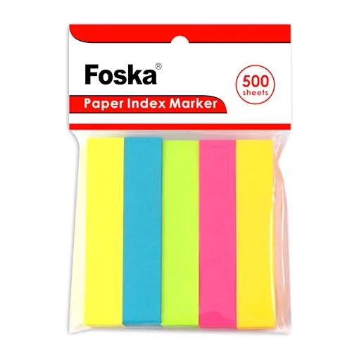 Foska - Colored Paper Index Marker 7.5x1.5cm 5colors 500 Sheets