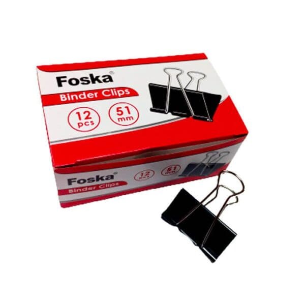Foska - Pack of 12 Foldback Binder Clips 51mm.