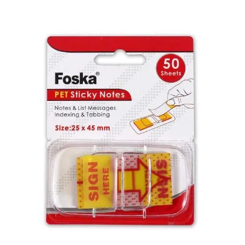 Foska - "SIGN HERE" Sticky Index 50 Sheets, 25x45mm