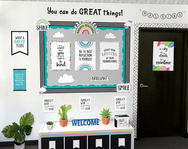 Doodly rainbows (rainbow doodles) bulletin board