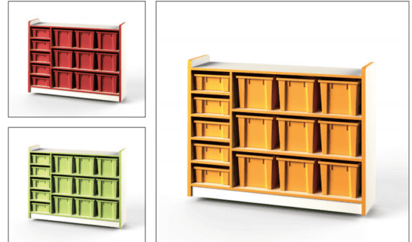 Wood Storage Cabinet for articles 3+5 Compartments