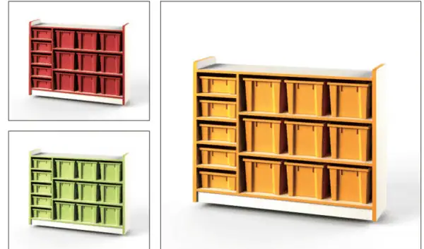 Wood Storage Cabinet for articles 3+5 Compartments
