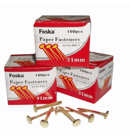 Pack of 100 Paper Fasteners 38mm - Butterfly Clips