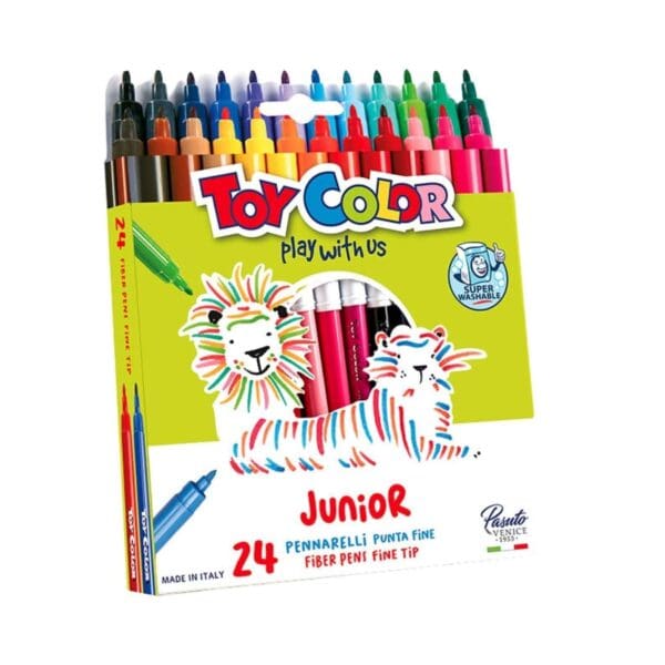 24 Color Superwashable Junior Fibre Pens by Toy Color