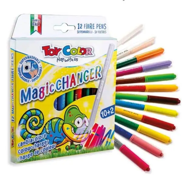 10+2-Color Superwashable Magic Changer Fibre Pens by Toy Color