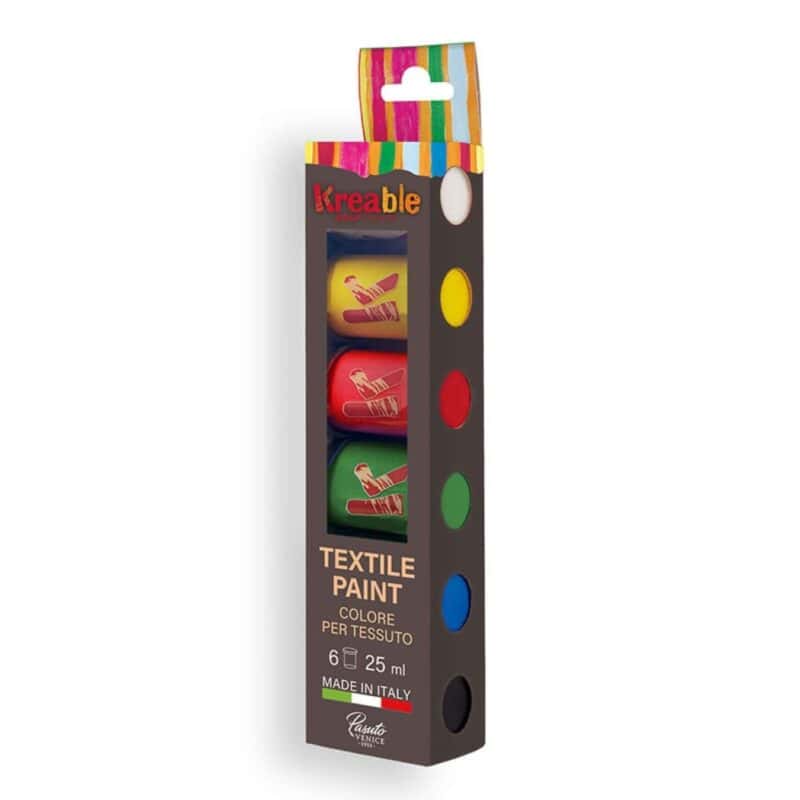 Set of 6 jars: 25ml textile paint by toy color