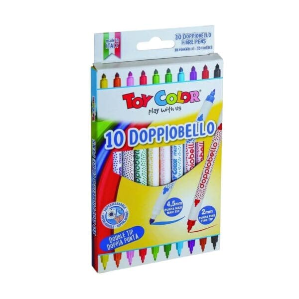 10 Double-Headed (Thick and Thin) Fiber Pens - Italian Watercolor Colors by Toy Color