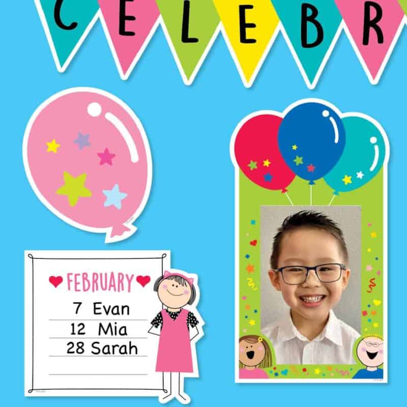 Happy birthday (stick kids) mini bulletin board