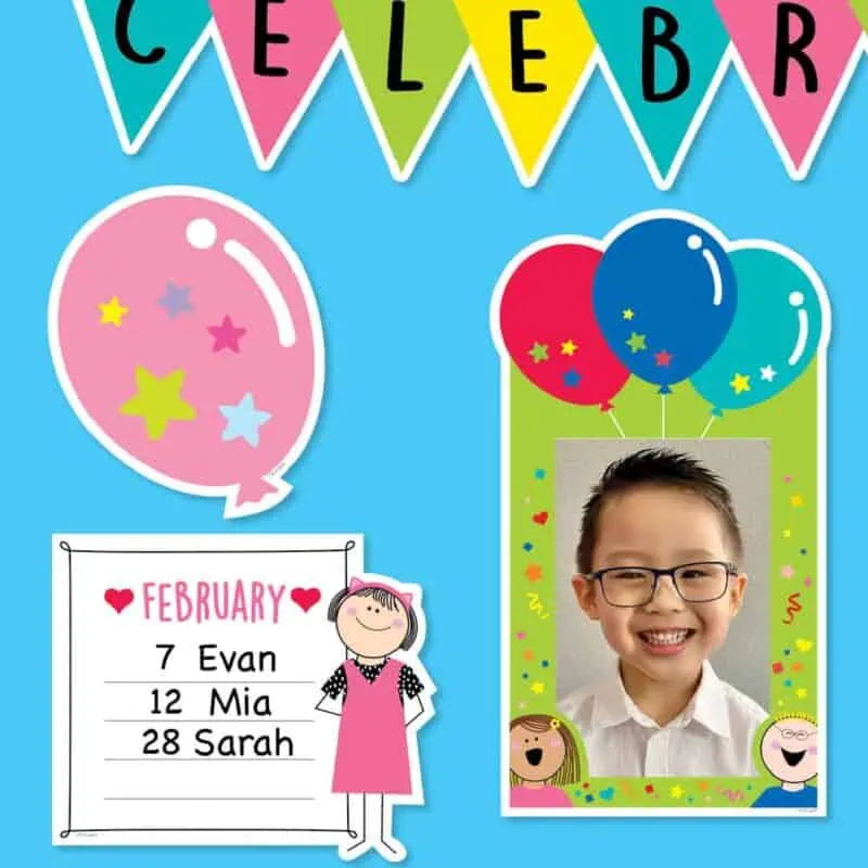 Happy birthday (stick kids) mini bulletin board
