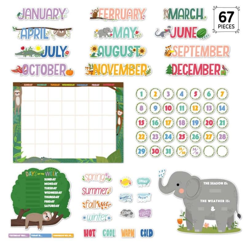 Jungle friends (jf) calendar set bulletin board