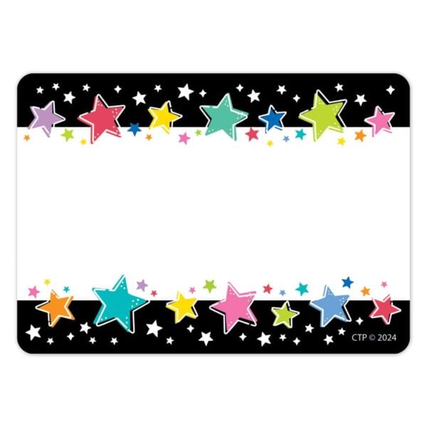 Colorful stars on black (star bright) labels